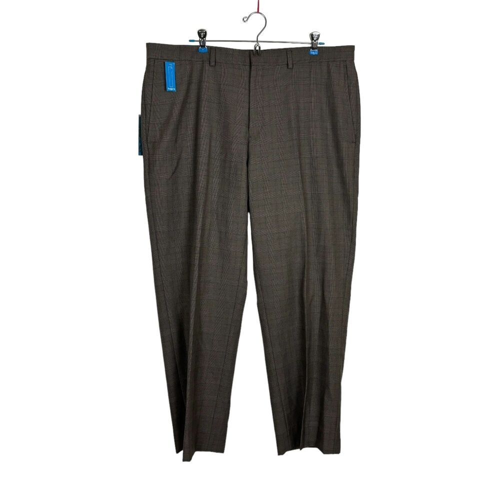 NWT Haggar Glen Plain 201 Chocolate Brown Dress Pants Men's 38W x 30L Straight